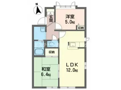 コートハイネスB(2LDK/1階)の間取り写真