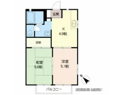 プティヴェルジェ(1K/2階)の間取り写真