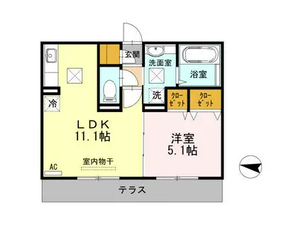 ハッピースマイルハウス(1LDK/1階)の間取り写真