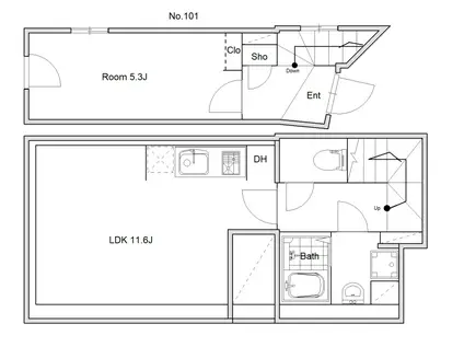 GLACIS(1LDK/B1階)の間取り写真