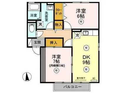 リバーシティーA棟(2DK/2階)の間取り写真