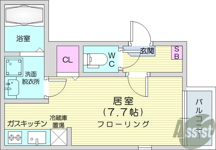 MOMORIE八乙女(ワンルーム/2階)の間取り写真