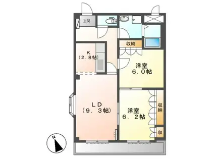ＪＲ紀勢本線 六軒駅(三重) 徒歩46分 2階建 築21年(2LDK/2階)の間取り写真