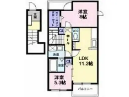 グリーンウッドIII(2LDK/2階)の間取り写真