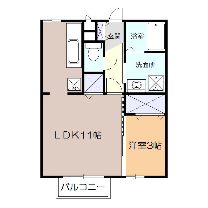 ウエスト・ベルグ鎌倉B(1LDK/2階)の間取り写真