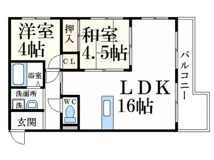 ルークレジデンス姫路II(2LDK/2階)の間取り写真