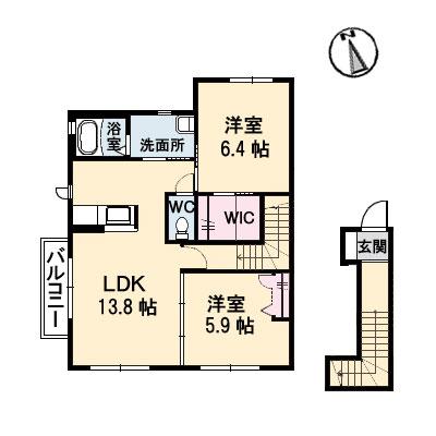 シャイン(2LDK/2階)の間取り写真