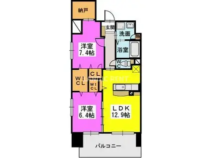 プロスペレー駅南(2LDK/9階)の間取り写真