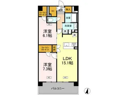 ロイヤルパークス仙台青葉通(2LDK/4階)の間取り写真
