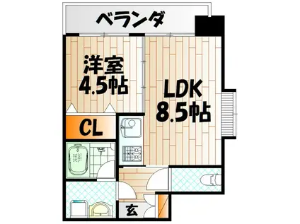 HAMIEL千防(1LDK/2階)の間取り写真