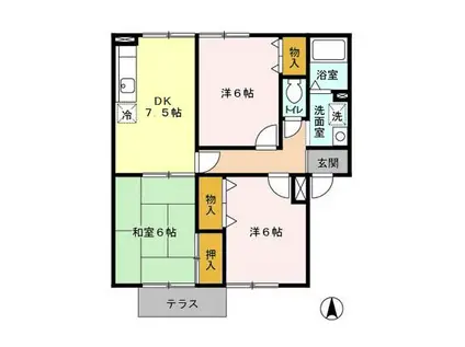 パセオみずほ台 IIAB(3DK/1階)の間取り写真