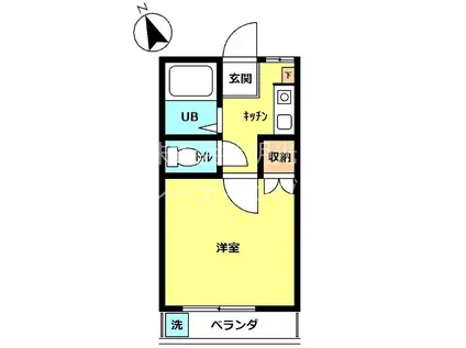フォンテーヌ本牧(1K/2階)の間取り写真