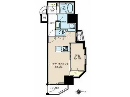 ルニック新御徒町I(1LDK/3階)の間取り写真