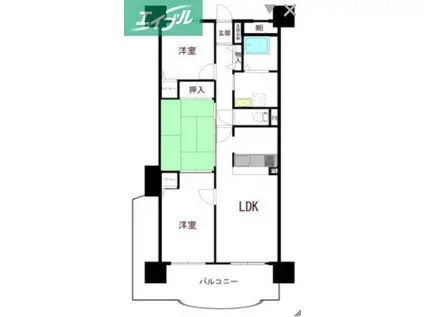 アマネセール西之町(3LDK/8階)の間取り写真