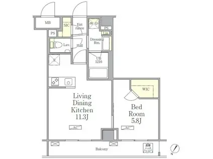 パークペルル池尻(1LDK/3階)の間取り写真