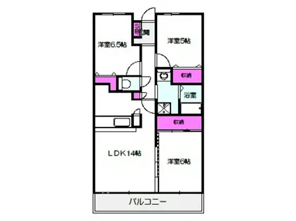 ヴェルデュール・カー(3LDK/1階)の間取り写真