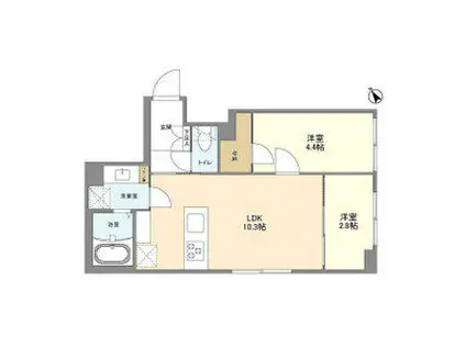 ウェルスクエア南長崎(2LDK/4階)の間取り写真