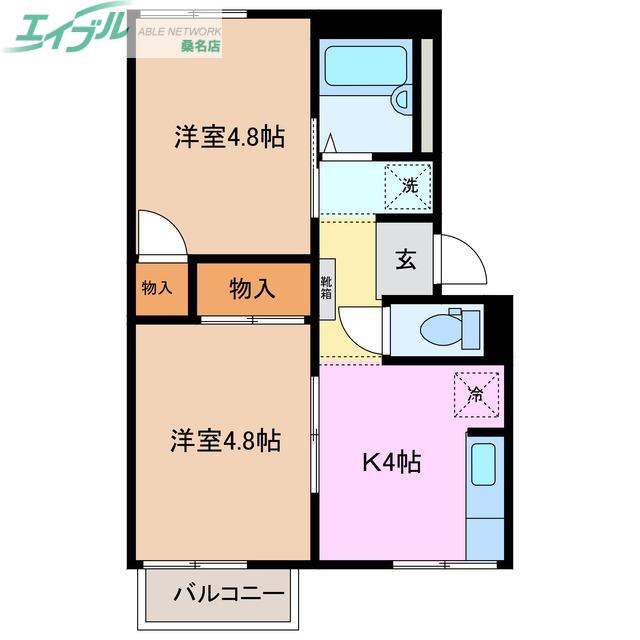 プレジール多度M1(2K/2階)の間取り写真