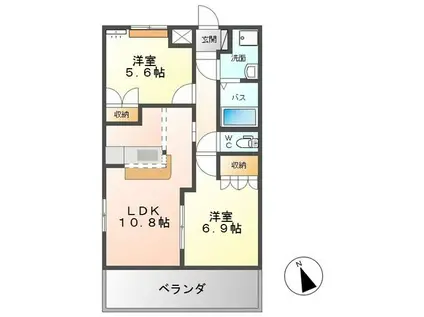 ふらわーガーデン・波崎B(2LDK/2階)の間取り写真