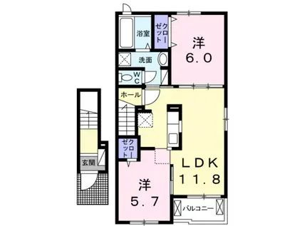 メゾン エインシェントIII(2LDK/2階)の間取り写真