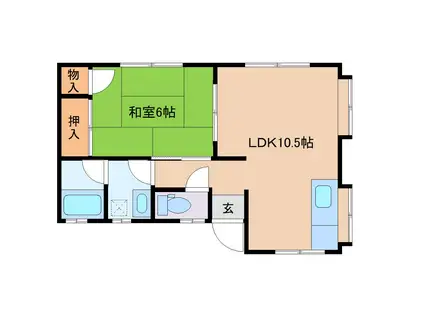 エリカハイツイイオカ(1LDK/1階)の間取り写真