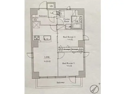 スカイコート銀座東壱番館(2LDK/5階)の間取り写真