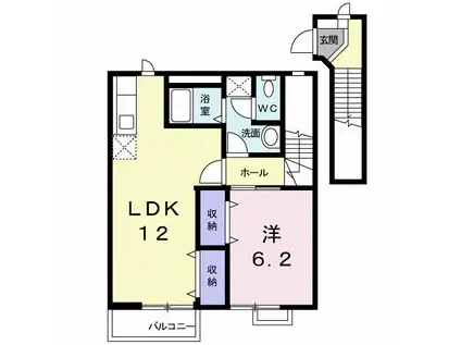 オーブリー鳴門 A(1LDK/2階)の間取り写真