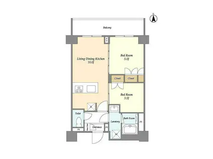 ディームス横濱神之木台(2LDK/2階)の間取り写真