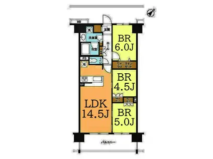 プレシス横濱新子安(3LDK/2階)の間取り写真