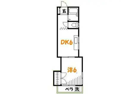久野コーポ(1DK/2階)の間取り写真