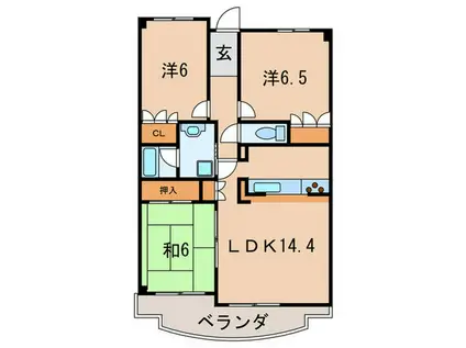 フォルテ上甲子園(3LDK/2階)の間取り写真