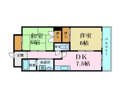 大栄・十二所前レジデンス(2DK/4階)の間取り写真