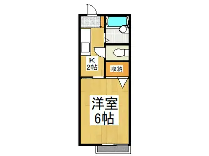 カサベルデクラス(1K/2階)の間取り写真
