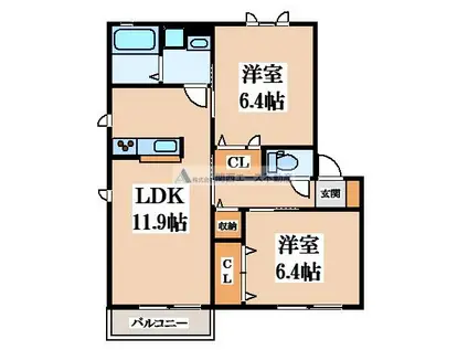 アトレッテジーロ(2LDK/2階)の間取り写真