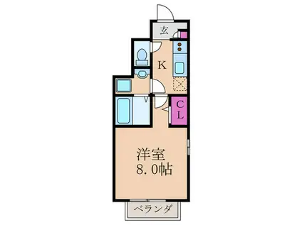アネックス藤 ウエスト(1K/1階)の間取り写真