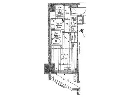 プレールドゥーク東新宿III(1K/10階)の間取り写真