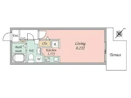 ブランシェ哲学堂通(ワンルーム/1階)の間取り写真