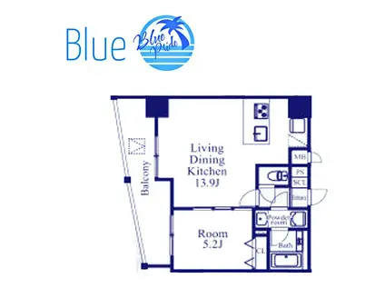 HL藤沢(1LDK/4階)の間取り写真