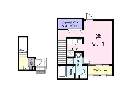 フランフレーシュ(1K/2階)の間取り写真