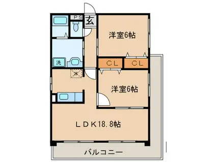 リベルテ砂田橋(2LDK/2階)の間取り写真