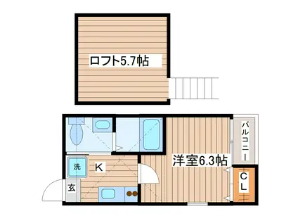 フォレスト長町(1K/2階)の間取り写真