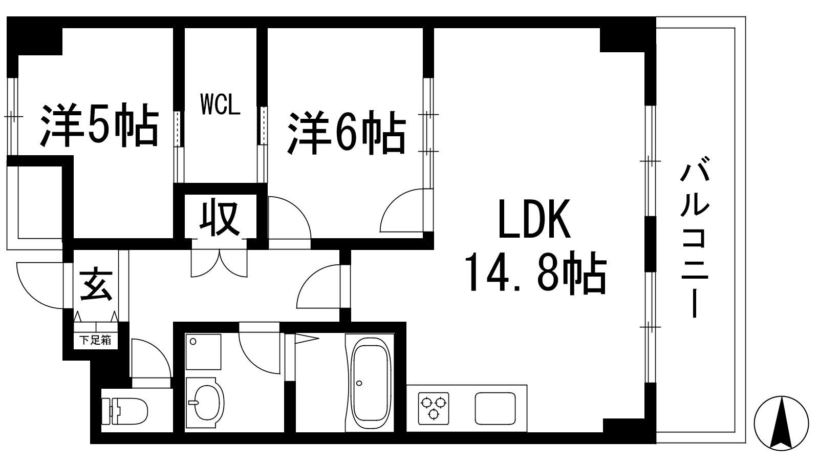 GREEN HILL(2LDK/2階)の間取り写真