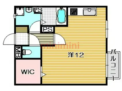 マレット・フィールド(ワンルーム/1階)の間取り写真