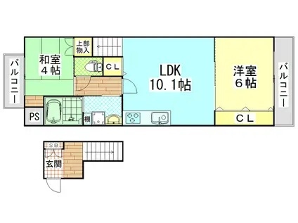 グリーンコートII番館(2LDK/2階)の間取り写真