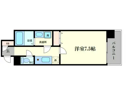 ブラン靭公園(ワンルーム/6階)の間取り写真