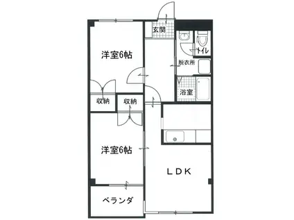 森の木ハイツ(2LDK/3階)の間取り写真