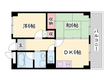 アーバンヤシロ(2DK/1階)の間取り写真