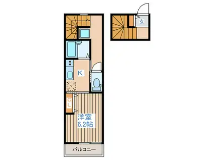 クリヴィア阿佐谷南(1K/2階)の間取り写真