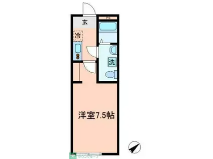 グランヒルズ岸谷(1K/1階)の間取り写真