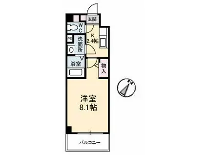 JRBハイツ湯田(1K/3階)の間取り写真